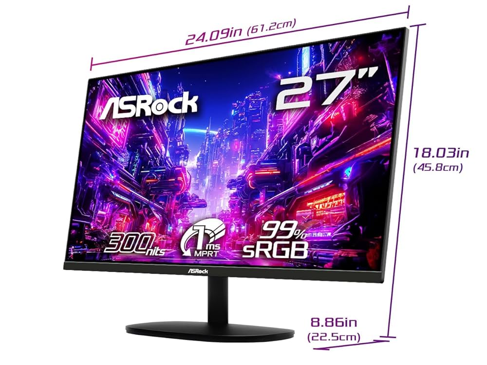 Amazon.com: ASRock 27 inch 100 Hz Light Gaming Monitor for